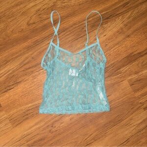 Urban Outfitters Teal Lace Mesh Top